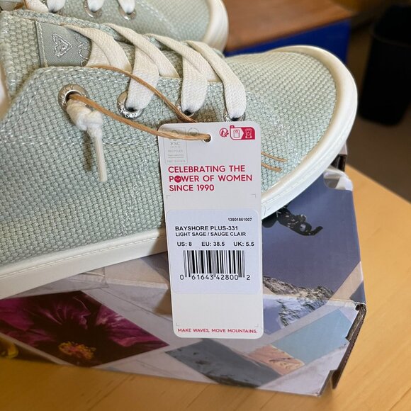 New ROXY BAYSHORE PLUS Light Sage slip on sneakers, size 8 - Picture 6 of 6